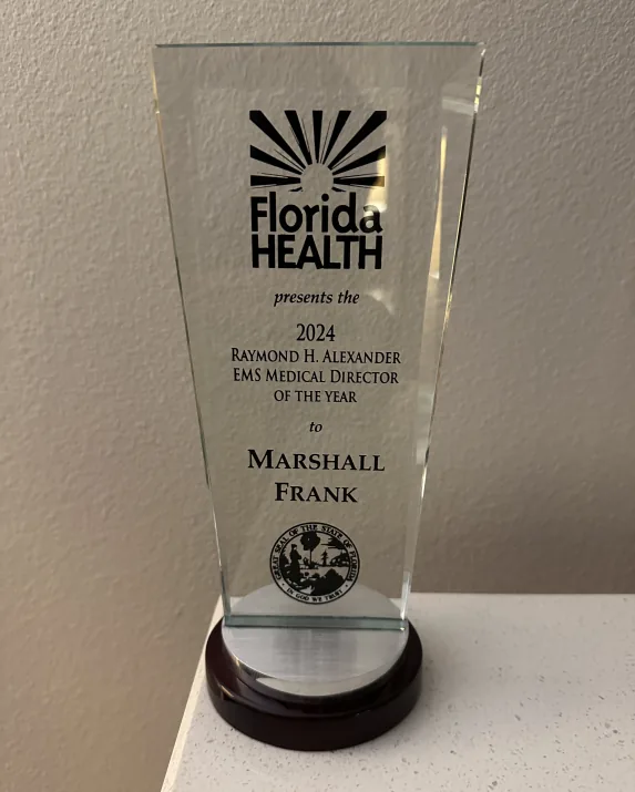 Dr. Frank receiving the EMS Medical Director of the Year award